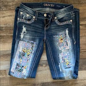 Grace in LA patchwork skinny jeans